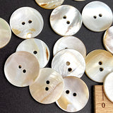 Honey-White-Taupe 7/8"-15/16" Iridescent Pearl Shell Round 2-Hole Buttons, 22/23mm, Pack of 25,   Item # LP-72-25