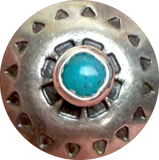 Blue Bead Mountains 5/8" Southwest Button w. 'Turquoise' Shank Back, Nickel Silver  #SW-36