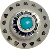 Blue Bead Mountains 5/8" Southwest Button w. 'Turquoise' Shank Back, Nickel Silver  #SW-36