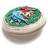 Running Low, Cherub on Blue Bird, Shank Back Art Stone Ceramic Button, 1-1/16"  #SC-1087