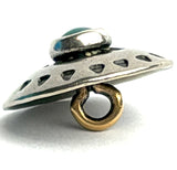 Blue Bead Mountains 5/8" Southwest Button w. 'Turquoise' Shank Back, Nickel Silver  #SW-36