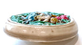 Running Low, Cherub on Blue Bird, Shank Back Art Stone Ceramic Button, 1-1/16"  #SC-1087