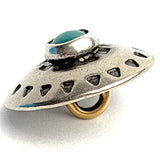 Blue Bead Mountains 5/8" Southwest Button w. 'Turquoise' Shank Back, Nickel Silver  #SW-36