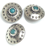 Blue Bead Mountains 5/8" Southwest Button w. 'Turquoise' Shank Back, Nickel Silver  #SW-36