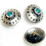Blue Bead Mountains 5/8" Southwest Button w. 'Turquoise' Shank Back, Nickel Silver  #SW-36