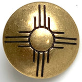 Re-Stocked, Brass Sun Zia Southwest Button Shank Back, 3/4" #SW-75