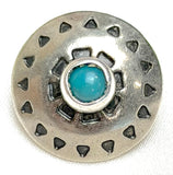 Blue Bead Mountains 5/8" Southwest Button w. 'Turquoise' Shank Back, Nickel Silver  #SW-36