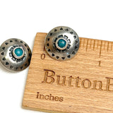 Blue Bead Mountains 5/8" Southwest Button w. 'Turquoise' Shank Back, Nickel Silver  #SW-36