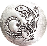 Fancy Lizard Gecko Vintage Silver 3/4" Southwest  Button Cover, Per Button Cover # MV-65