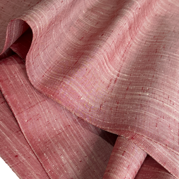 Red and Cream Slubby-Textured Kimono Silk from Japan By the Yard, #152