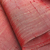 Red and Cream Slubby-Textured Kimono Silk from Japan By the Yard, #152