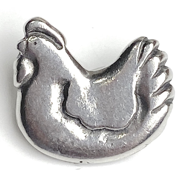 Hen Danforth Pewter Button, 3/4" Shank Back, USA Made, #FJ-171