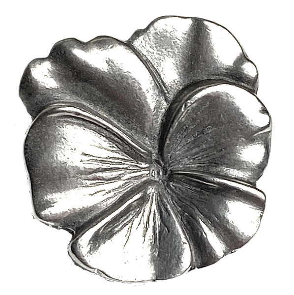Large Pansy Danforth Pewter Button, 7/8" Shank Back, USA Made, #FJ-172