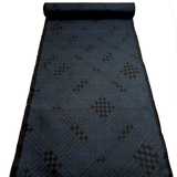 Geometry Indigo, Midnight Navy/Black Oshima Kimono Silk Tsumugi from Japan By the Yard,  #34