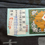 Geometry Indigo, Midnight Navy/Black Oshima Kimono Silk Tsumugi from Japan By the Yard,  #34