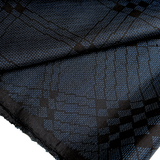 Geometry Indigo, Midnight Navy/Black Oshima Kimono Silk Tsumugi from Japan By the Yard,  #34