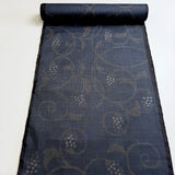 Berries Indigo, Navy/Black/Taupe/Gray Vintage Oshima Kimono Silk Tsumugi from Japan By the Yard,  #150