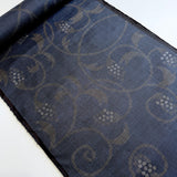 Berries Indigo, Navy/Black/Taupe/Gray Vintage Oshima Kimono Silk Tsumugi from Japan By the Yard,  #150