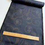 Berries Indigo, Navy/Black/Taupe/Gray Vintage Oshima Kimono Silk Tsumugi from Japan By the Yard,  #150