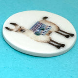 Llama Artisan Porcelain Button, 1-1/8" to 1-3/16"Round 2 hole, by Kate Holliday; Alpaca?