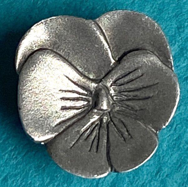 Small Pansy Danforth Pewter Button, 3/4" Shank Back, USA Made, #FJ-174