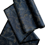 Berries Indigo, Navy/Black/Taupe/Gray Vintage Oshima Kimono Silk Tsumugi from Japan By the Yard,  #150