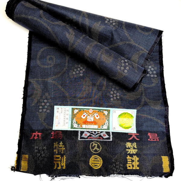 Berries Indigo, Navy/Black/Taupe/Gray Vintage Oshima Kimono Silk Tsumugi from Japan By the Yard,  #150