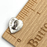 Small Heart Danforth Pewter Button, 1/2" Shank Back, USA Made, #FJ-175