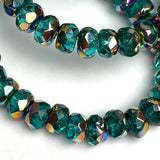 Emerald Czech Glass Fire-Polished Glass Beads, 4x5mm, 3.5" Strand of 30 Beads #L-790
