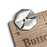 Hexagon Danforth Pewter Button, 3/4" Two Holes, USA Made, #FJ-177