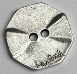 Hexagon Danforth Pewter Button, 3/4" Two Holes, USA Made, #FJ-177