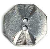 Hexagon Danforth Pewter Button, 3/4" Two Holes, USA Made, #FJ-177