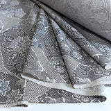 Faux Patchwork Vintage Kimono Silk Crepe Print from Japan, Grays/White Drapey, Thin, By the Yard, #154