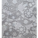 Faux Patchwork Vintage Kimono Silk Crepe Print from Japan, Grays/White Drapey, Thin, By the Yard, #154