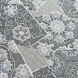 Faux Patchwork Vintage Kimono Silk Crepe Print from Japan, Grays/White Drapey, Thin, By the Yard, #154