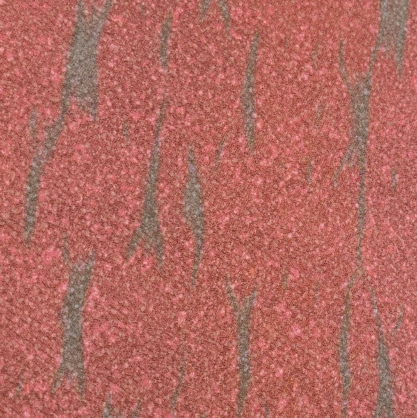 Dusty Coral/Brick, Hidden Sage Sticks, Liquid Drape Vintage Kimono Silk Crepe from Japan By the Yard,  #135