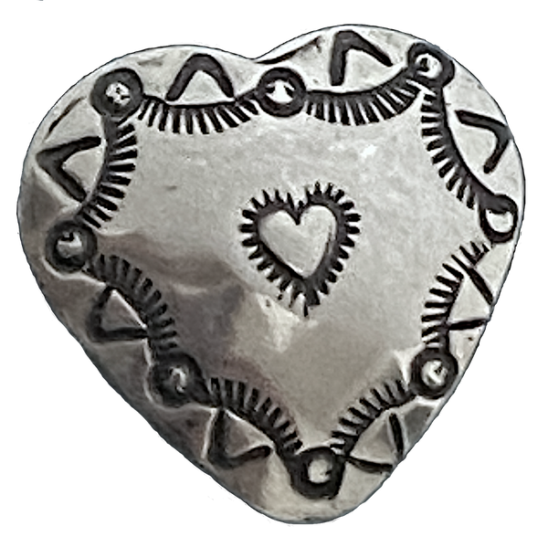 Running Low, Inner Heart Nickel Silver 15/16" Southwest Style Concho Button 25mm, Large Shank #SW-326