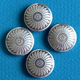 Set of 4, Vintage Sterling Silver Button Covers, Same Flower on Each 3/4" #MV-49