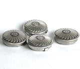 Set of 4, Vintage Sterling Silver Button Covers, Same Flower on Each 3/4" #MV-49