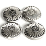 Set of 4, Vintage Sterling Silver Button Covers, Same Flower on Each 3/4" #MV-49