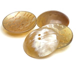 Squiggles 1-7/8" Large Scoop Horn Semi-Clear Two Hole Button, Natural Tan Sleek Smooth Translucent