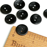 Re-Stocked, Black Velvet Agoya Shell 9/16"-5/8" 2-Hole Button, Pack of 24   #SK-1206-24