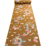 Butterflies at the Stream Bingata, Ochre Brown Vintage Kimono Silk Chirimen from Japan By The Yard #555