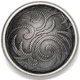 Metal-Look Charcoal Baroque Button from Italy, 7/8"  PACK OF 4 BUTTONS #FJ-188
