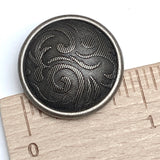 Metal-Look Charcoal Baroque Button from Italy, 7/8"  PACK OF 4 BUTTONS #FJ-188