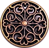 Filigree Heart JHB, 3/4" Antique Brass Metal Shank Back Peek-Through Button, # FJ-194