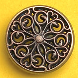 Filigree Heart JHB, 3/4" Antique Brass Metal Shank Back Peek-Through Button, # FJ-194