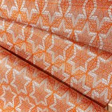 Orange Star-Hexagon Pongee Kimono Silk from Japan By the Yard  #327