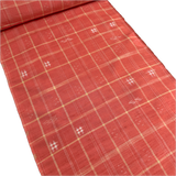 Orange Plaid Ikat Vintage Textured Kimono Silk from Japan By the Yard  #411