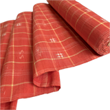 Orange Plaid Ikat Vintage Textured Kimono Silk from Japan By the Yard  #411